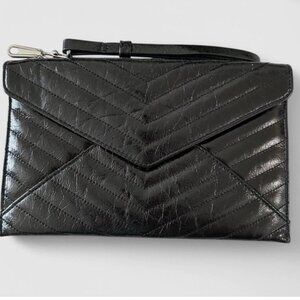 Rebecca Minkoff Black Chevron Quilted Envelope Clutch